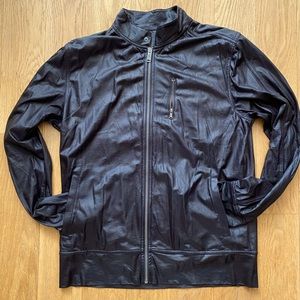 NWOT EXP lightweight faux leather zip front jacket